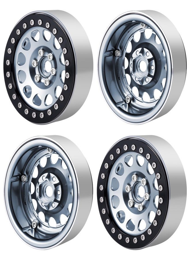 JGGZONE 4PCS 2.2" Beadlock Wheels Aluminum Negative Offset Beadlock Wheels Rims for SCX10 TRX4 VS4-10 Gen8 1/10 RC Crawler Car (Titanium) - Image 1